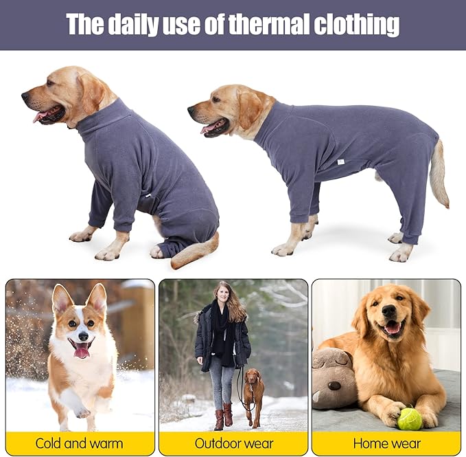 Dog Winter Coat,Warm Dog Jacket,Puppy Polar Fleece High Collar Full Body Snowsuit,Comfort Windproof Sweater(Grey,Small)