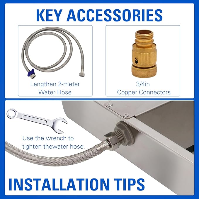 Automatic Water Dispenser for Dogs Livestock Water Trough 4 Gal Large Size Stainless Steel Waterer Feeder Outdoor Automatic Dog Water Bowl with Float Valve and 6.56 ft Water Hose Kit