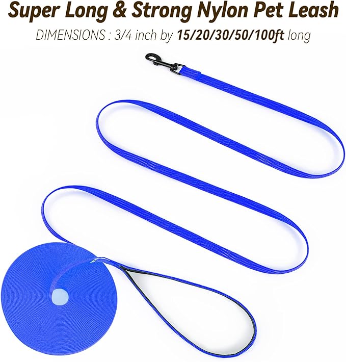 lynxking Dog Training Leash Long Obedience Recall Agility Leash 15ft 30ft 50ft Tracking Lead Perfect for Training Play Camping and Backyard