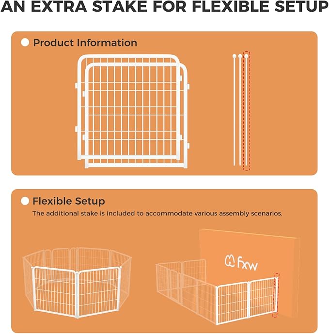 FXW Homeplus Unleashed Indoor Dog Playpen - Stress-Free and Safe Play, Heavy Duty 24 Inch 2 Panels Dog Pen for Puppy and Small Dogs, White│Patented