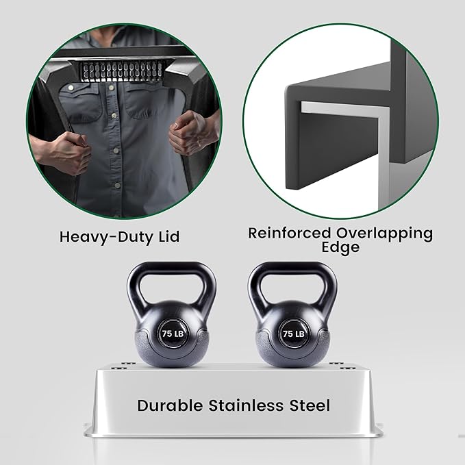 2-Pack XXXL Stainless Steel Cat Litter Box – Extra Large 28" L x 20" W with High Sides & Lid, Non-Stick, No Odor, Leak-Proof Metal Boxes for Large & Multiple Cats, Easy to Clean