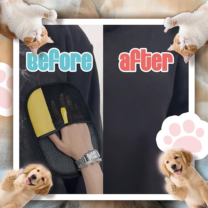 Pet Hair Removal Glove ，Reusable and Washable Electrostatic Pet Hair Remover for Cat Dog Hair，Cat Dog Hair Removal Gloves for Sofas, Clothes, Carpets, and Bed Sheets