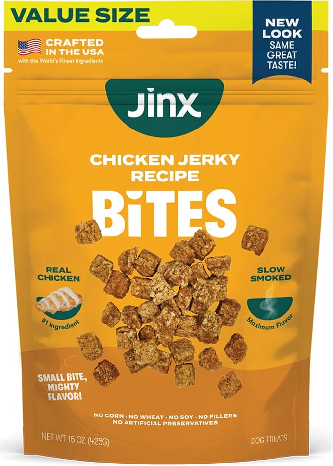 Jinx Chicken Bites Jerky Dog Treats - Soft & Chewy, All Natural Dog Jerky Treats with Cage-Free Chicken - Pet Products for All Dogs (Puppies, Adults & Seniors) - 15oz