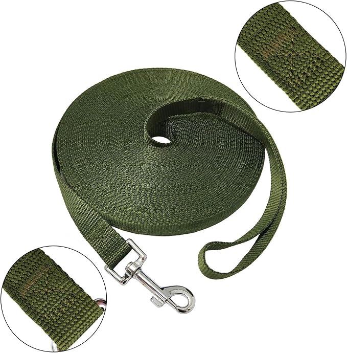 Nylon Training Dog Leash for Small Medium Large Dogs, 15ft 20ft 30ft 50ft 100ft Long Leash Dog/Puppy Lead for Obedience Recall Training, Camping