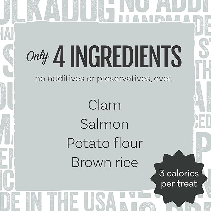 Polkadog Clam Chowda Crunchy Training Bits – All Natural, Limited Ingredient Healthy Training Treats for Dogs. Handcrafted & Made in USA. Made with Atlantic Quahogs, High in Omega-3 – 7oz