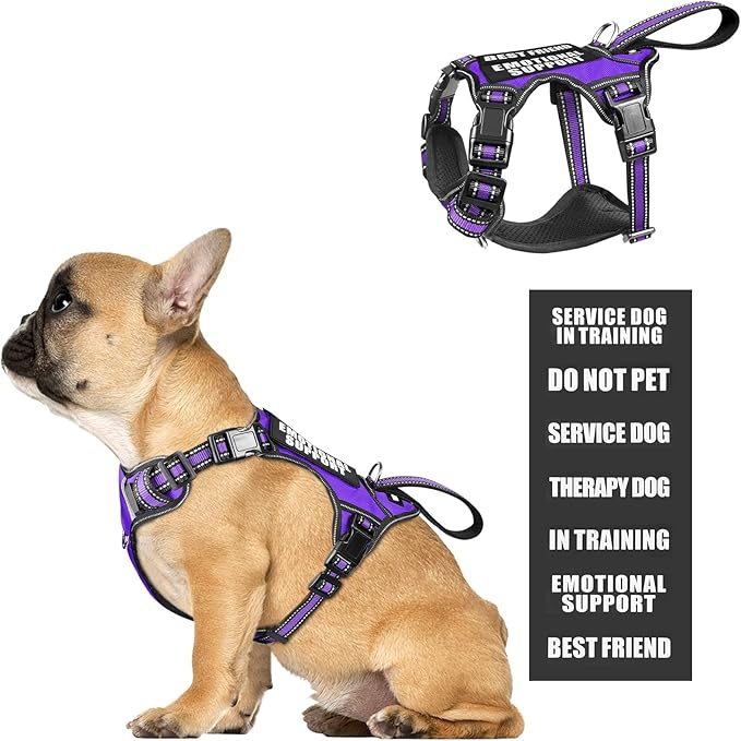 WINSEE Service Dog Vest No Pull Dog Harness with 7 Dog Patches, Reflective Pet Harness with Durable Soft Padded Handle for Puppies, Small, Medium, Large, and Extra-Large Dogs