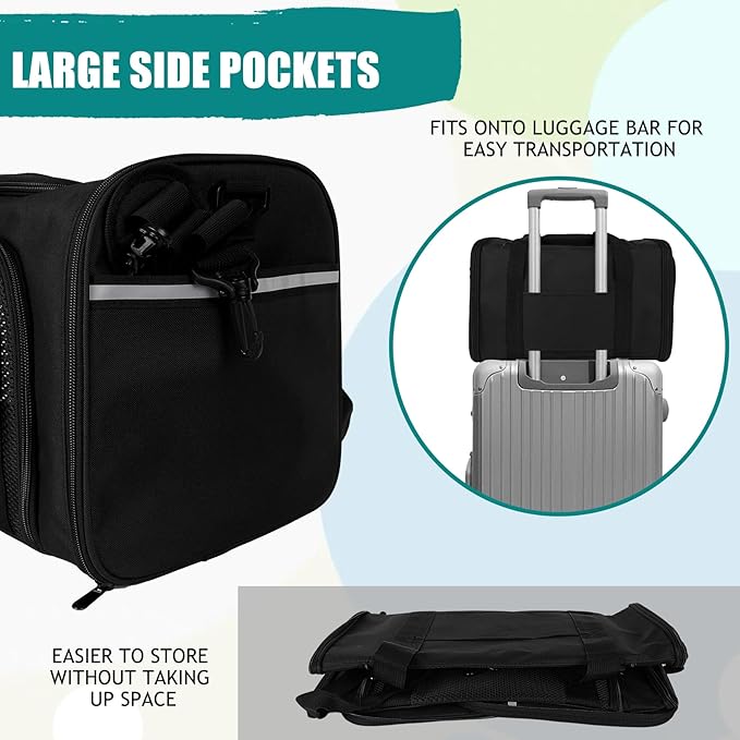 Top tasta Dog Cat Carrier Pet Carriers for Small Medium Large Cats Dogs Carrier Under 25 Lbs Soft Sided Small Puppy Dog Carrier Portable Foldable Dog Cat Travel Carrier （Black 20 * 13 * 13）