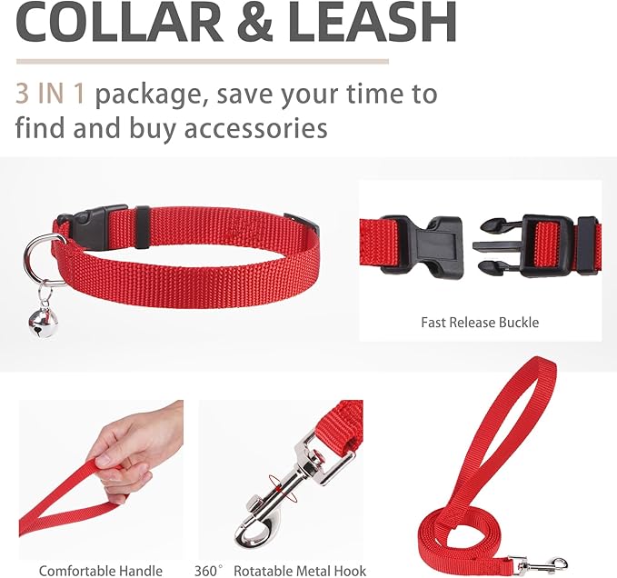 PUPTECK Adjustable Dog Harness Collar and Leash Set Step in No Pull Pet Harness for Small Medium Dogs Puppy and Cats Outdoor Walking Running, Soft Mesh Padded Reflective Vest Harnesses