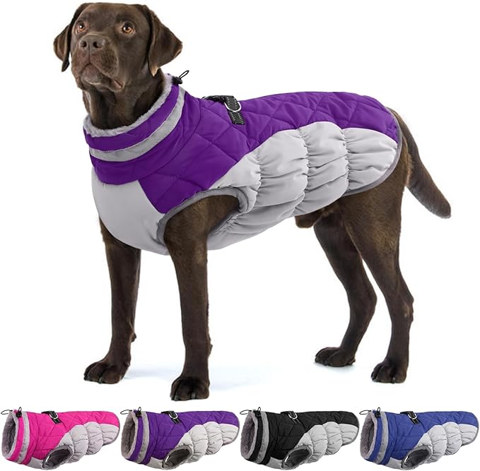 Dog Winter Jacket Cozy Reflective Waterproof Windproof Warm Pet Garment,Comfortable Cold Weather Fleece Apparel Outfits with Zipper Closure for Small Medium Large Dogs Puppy Walking,XXX-Large