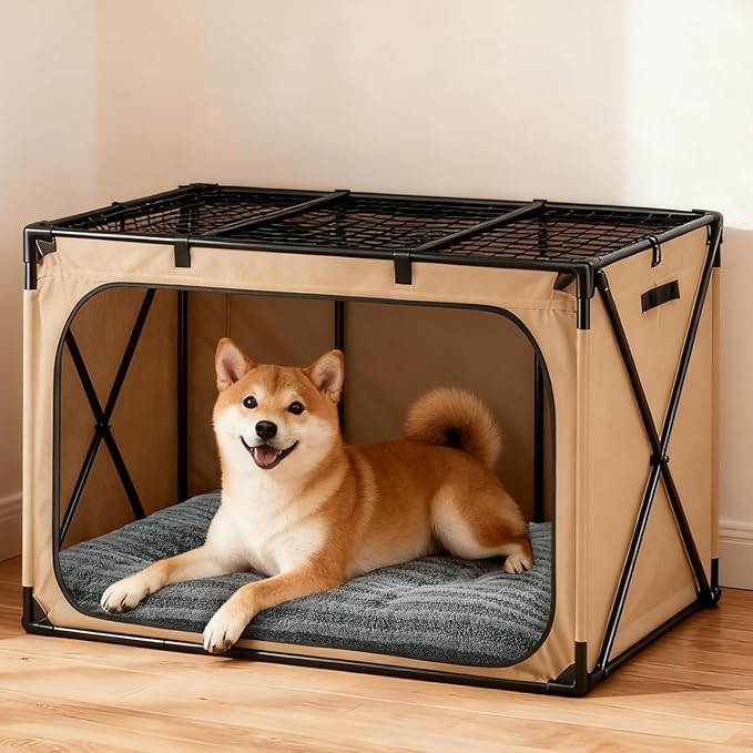 FURTIME Washable Small Dog Bed, Deluxe Dog Crate Beds Comfy Fluffy Kennel Pad Anti-Slip Pet Sleeping Mat for Puppy/Cat, Machine Washable Dogs Pillow, 23"x18"x3", Gray