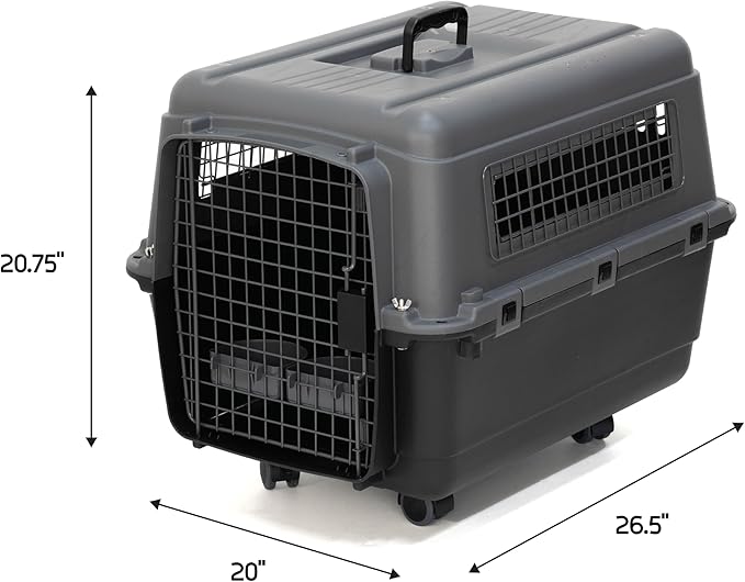 SportPet Designs Plastic Airline Approved Kennels Wire Door Travel Dog Crate, Medium