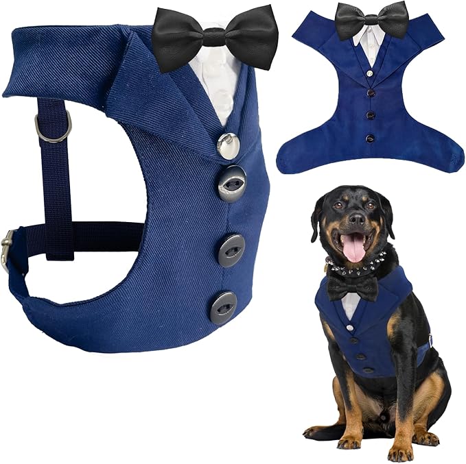 AVERYDAY Dog Tuxedo for Wedding Outfit, Dog Suit and Tie Costumes for Birthday, Halloween, Cosplay, Christmas Party, Pet Formal Wear with Bowtie, Tux for Medium Large Dogs, Bulldog, Labrador, Husky