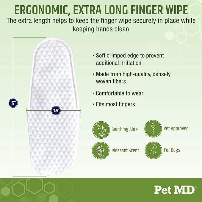 Dog Ear Cleaning Finger Wipes with Aloe Vera & Eucalyptus Oil – Veterinarian Formulated Pet Ear Wipes for Dog Ear Care – Made in USA – 50 Count