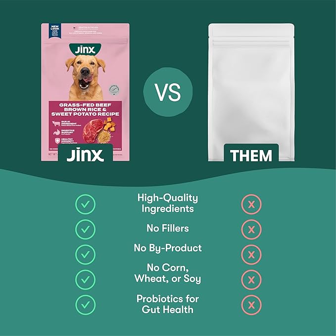 Jinx Premium Dry Dog Food, for All Lifestages - Real Beef, Brown Rice & Sweet Potato Kibble with Superfoods for Immune Support & Probiotics for Digestive Support - No Fillers - 4lb