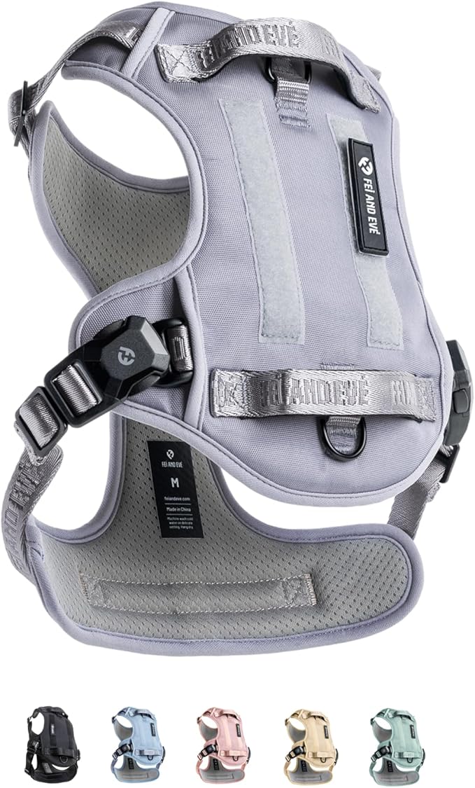 2025 New Edition, Fei & Eve MagEase Dog Harness - 3-Second Magnetic Buckles | 3-Point No-Pull Control | Heavy-Duty 900D Nylon | Dual Safety Handles | Breathable Mesh | Adjustable Fit | Small, Gray