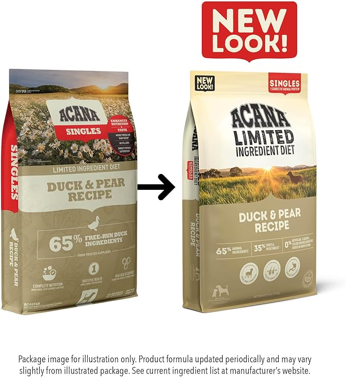 ACANA Singles Limited Ingredient Grain Free High Protein Dry Dog Food Duck & Pear Recipe 4.5lb Bag