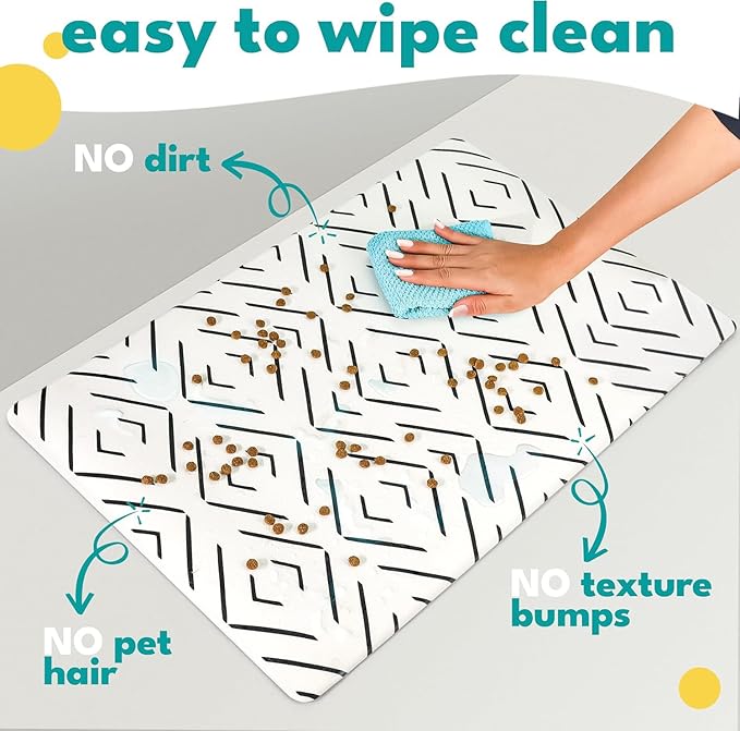NALALAS Large Dog Mat for Food and Water, Cat Feeding Mat | Large Waterproof Dog Bowl Mat | Non-Slip Pet Food Mat for Floors | Pet Mats for Food and Water | Easy to Clean