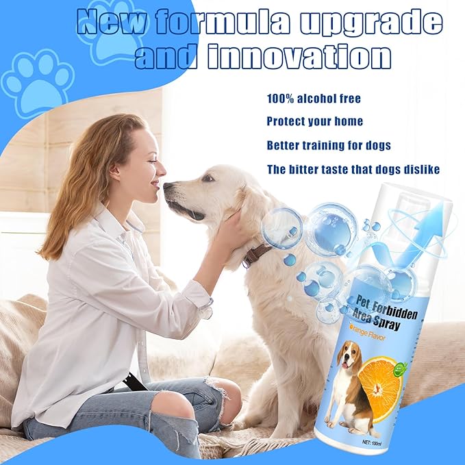 No Chew Spray for Dogs 2 Pack (100ML) Natural Ingredients Bitter Apple Spray for Dogs Alcohol Free Deterrent Spray to Stop Chewing Barking Marking and Nibbling (Blue)
