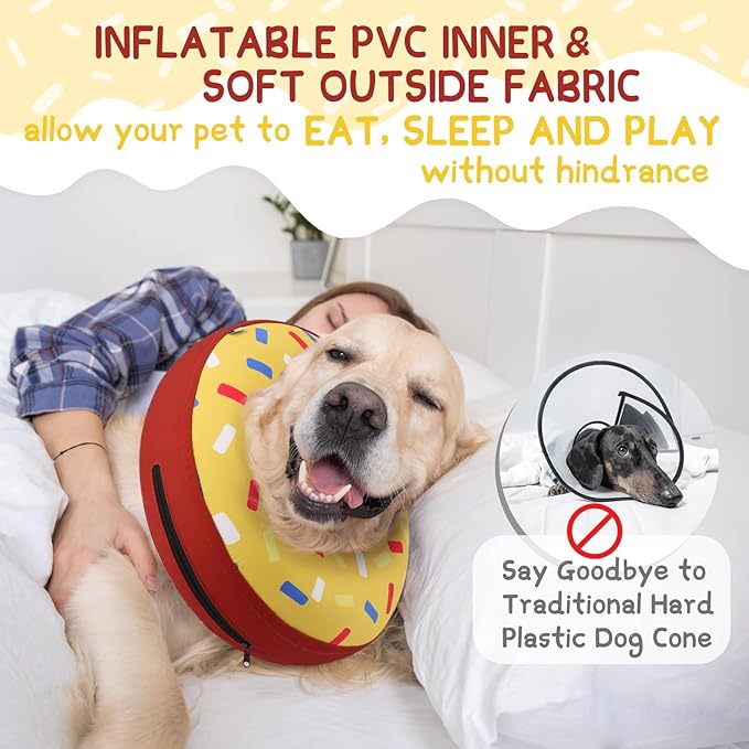 Supet Inflatable Dog Cone Collar Alternative After Surgery, Doggie Neck Donut Collar Recovery ECollar for Post Surgery, Soft Dog Cone for Small Medium Puppies Cats