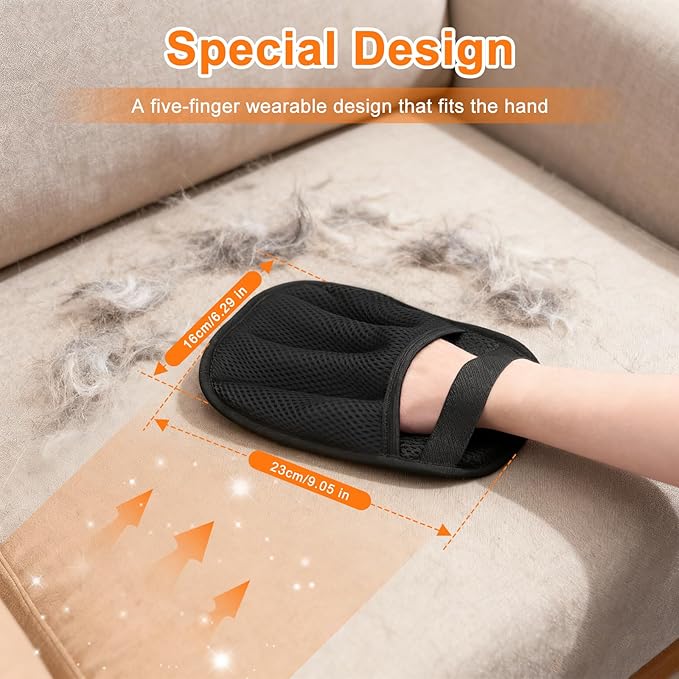 3Pcs Pet Hair Removal Glove, Five-Finger Electrostatic Pet Hair Remover Glove, Reusable and Bidirectional Cleaning Magic Brush Pet Hair for Bed, Clothing, Sofa Carpet, Car Seat