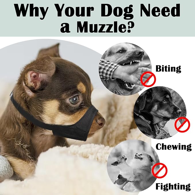 Mayerzon Short Snout Dog Muzzle for Small Medium Large Dog, Soft Muzzle for Chihuahua Shih Tzu American Bulldog for Grooming, Sturdy Oxford Mouth Guard Anti Biting Chewing