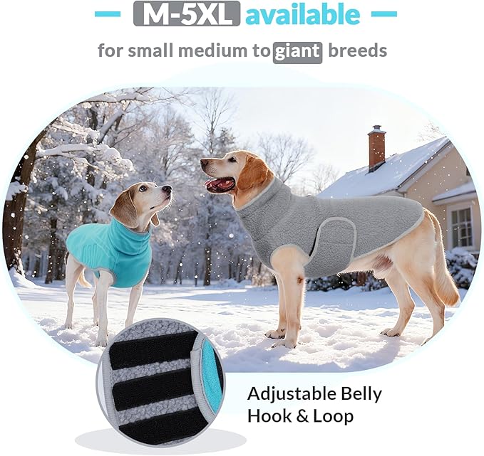 ROZKITCH Reversible Warm Dog Sweater Coat Jacket Thickened Thermal Sherpa Sweaters Reversible Fleece Vest Pet Clothes with 2 Sides for Cold Weather Winter for Giant Breeds Bluegreen 5XL