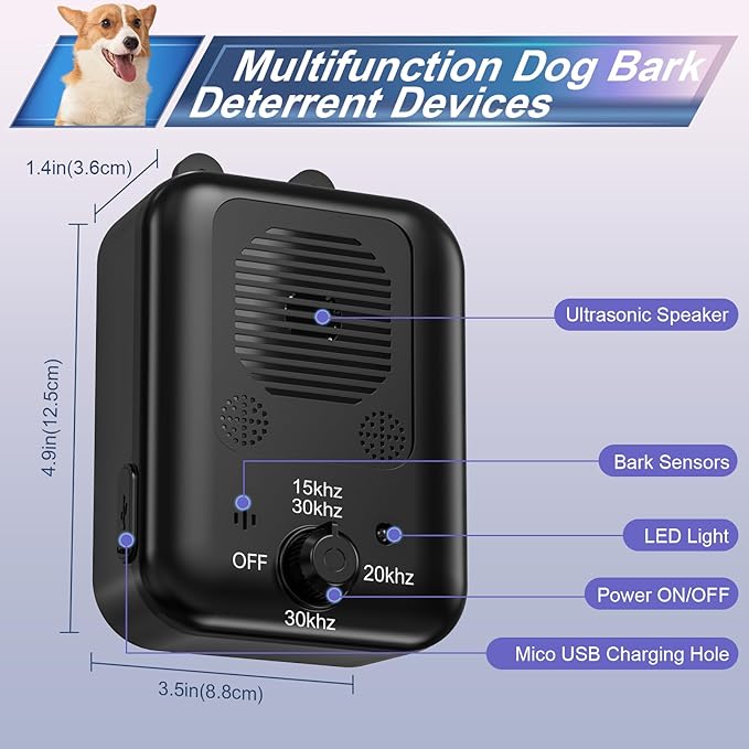 Anti Barking Devices, 2 Pack Auto Barking Control Devices with 3 Modes, Rechargeable Ultrasonic Dog Barking Deterrent Devices Bark Box, Effective Stop Barking Dog Devices for Indoor & Outdoor UseL8