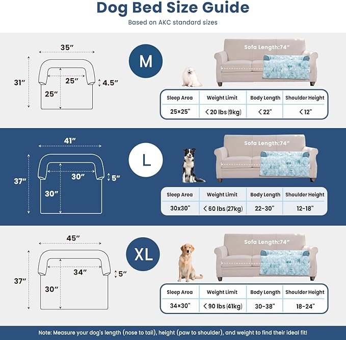 Calming Dog Couch Bed for Large Dogs, 41 x 37 inch Waterproof Removable Pet Mat Couch Cover for Furniture Protector, Non-Slip Fluffy Pelsbarn Dog Bed for Couch, Sofa, Outdoor - Tie-Dye Blue