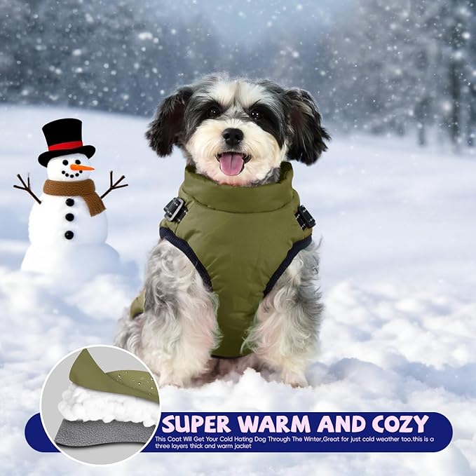 Gyuzh Dog Coat with Harness Puppy Coats Small Dog Harness Jacket Winter Waterproof Jackets for Smal Medium Large Dogs