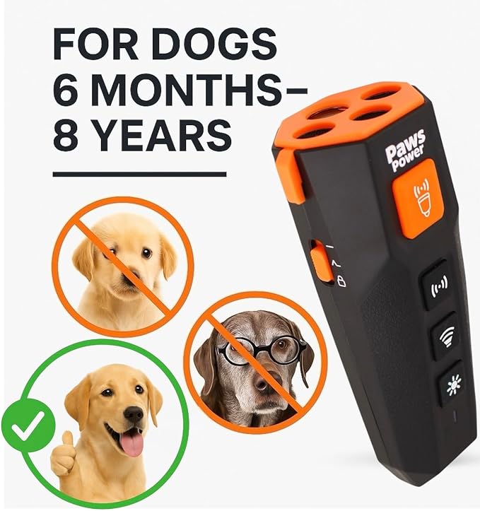 Dog Bark Deterrent Devices for Own or Neighbor’s Dog, Ultrasonic Anti Barking Device for Dogs with 6 Modes, 25–30Hz Frequency, Rechargeable, Safe Dog Training Tool for Indoor Outdoor Use