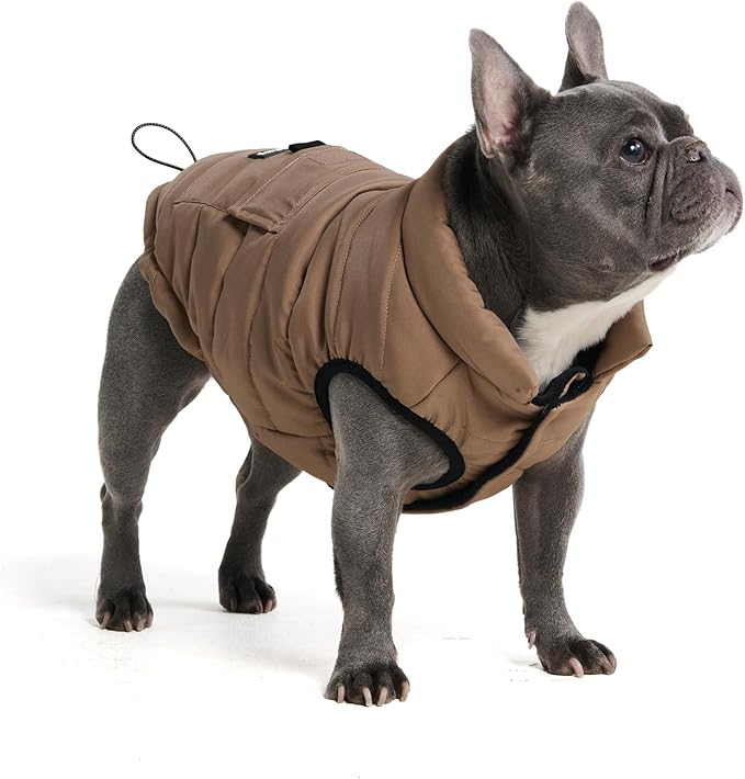 Spark Paws Dog Winter Jacket, Water-Resistant Coat, Warm Reflective Windproof Fleece-Interior, for Medium and Large Dogs - Tan - XL