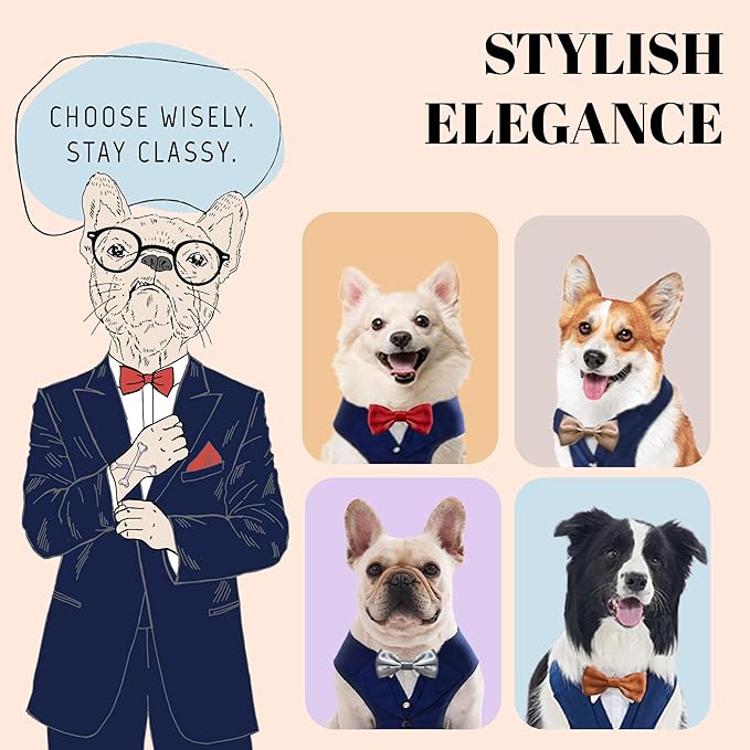 AVERYDAY Dog Tuxedo for Wedding Outfit, Dog Suit and Tie Costumes for Birthday, Halloween, Cosplay, Christmas Party, Pet Formal Wear with Bowtie, Tux for Medium Large Dogs, Bulldog, Labrador, Husky