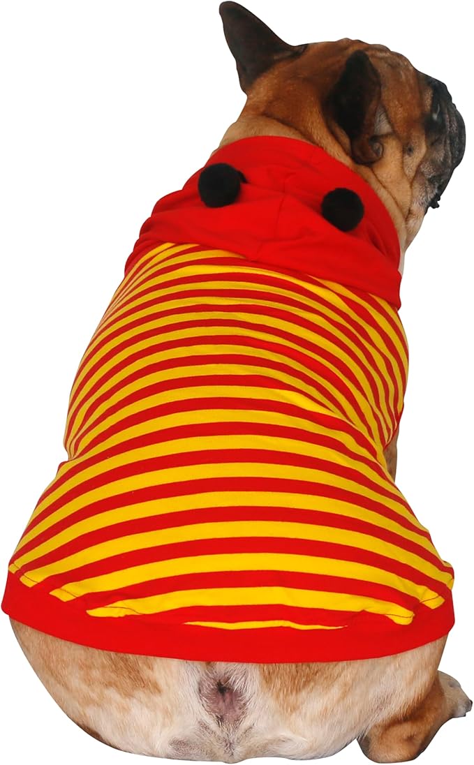 iChoue French Bulldog Bee Honeybee Bumblebee Caterpillar Insect Halloween Costumes Hoodies Sleeveless Clothes Outfits Cosplay Shirts for Dogs Frenchie Pug Boston - Red Yellow, Medium