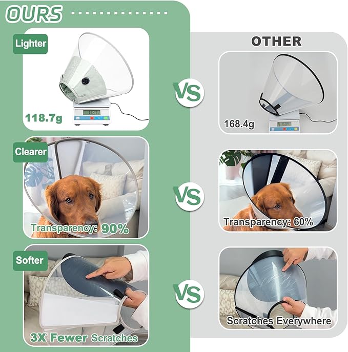 Dog Cone Collar to Stop Licking, Clear Elizabeth Recovery Collar with Soft Pad for Large, Medium, Small Dogs, Pet Head Cone Alternative After Surgery, Neutering, Injury (XL)