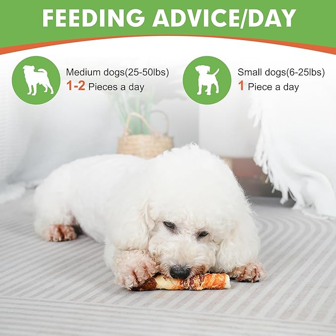 MON2SUN Dog Treats, Triple Flavor 6 Inch Chicken Liver Duck and Chicken Wrapped Rawhide Sticks, Teeth Cleaning Snacks for Medium Dogs, 35.27 oz (20 Count-Pack of 1)