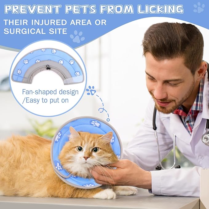 Cat Cone Collar Soft Elizabethan Collar for Surgery Recovery - Adjustable for Small and Large Cats Kittens to Stop Licking