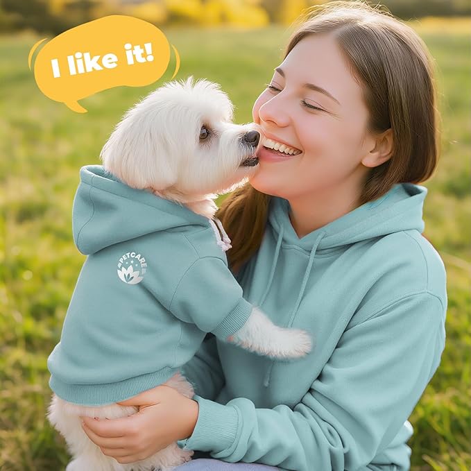 PETCARE Dog Hoodie Sweaters for Small Medium Dogs Cats Cute Soft Warm Fleece Puppy Sweaters Dog Clothes Hoodies Sweatshirt Reflective Fall Winter Chihuahua Yorkie French Bulldog Outfits, Blue