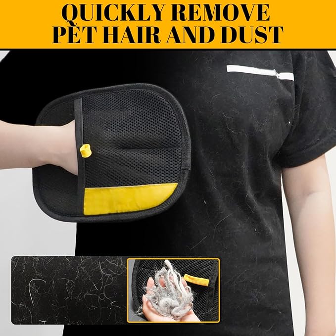 Pet Hair Removal Gloves, Pet Grooming Gloves, Electrostatic Pet Hair Remover Glove for Cats & Dogs, Washable Reusable Pets Hair Remover Tool for Clothing, Furniture, Couch, Car Seat, Curtain (2)
