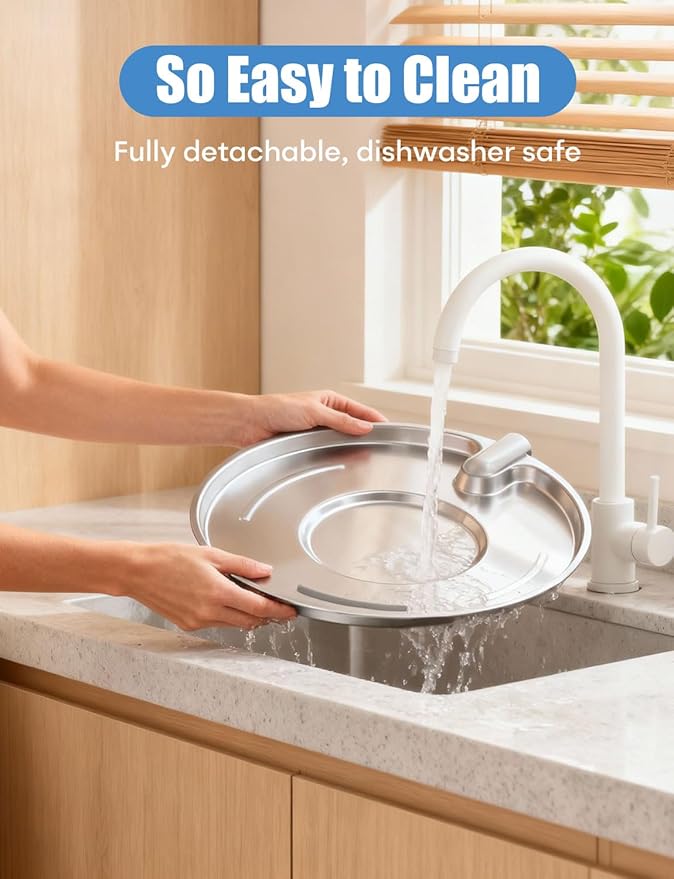 Dog Water Fountain for Large Dogs- 8L/270oz Stainless Steel Dog Fountain Dispenser Automatic Pet Water Bowl with Ultra-Quiet Pump/Quadruple Filtration for Large Pups Cats & Multi-Pet