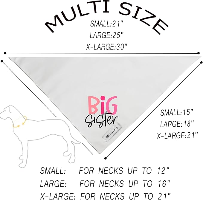 Realeaf Big Brother Big Sister Dog Bandanas Pet Scarf for Medium and Large Dogs New Baby Announcement Pet Accessories Pregnancy Reveal Ideas (Large)