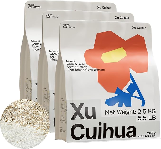Corn & Tofu Cat Litter, Plant-Based, Strong Clumping Litter, Odor Control, Easy Scooping, Clumps Lift Cleanly, Low Dust, 5.5 LB x 3 Bags