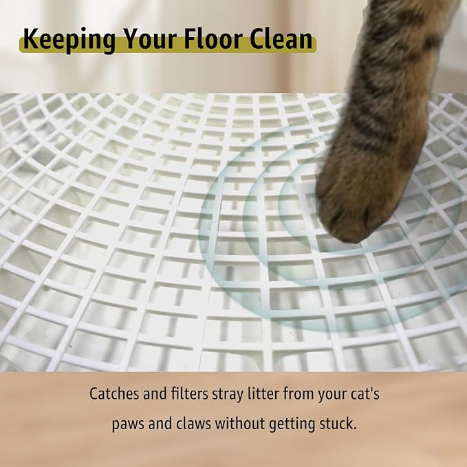 Litter Box Step, Litter Box Ramp with Anti Slip Base & Guard Cat Step 3.5 in/9 cm High – Dust‑Control Trapezoid PP Cat Ramps with 1 cm Sand Filter Gap & Removeable Design + 2 Sisal Balls