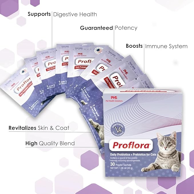 Probiotics for Cats-Complete Gut Health & Immune Support. Easy to Use Digestive Multi-Strain Probiotics. Easier Diet Transitions, Healthier Skin & Coat & Helps Treat Diarrhea. 30 Packets.