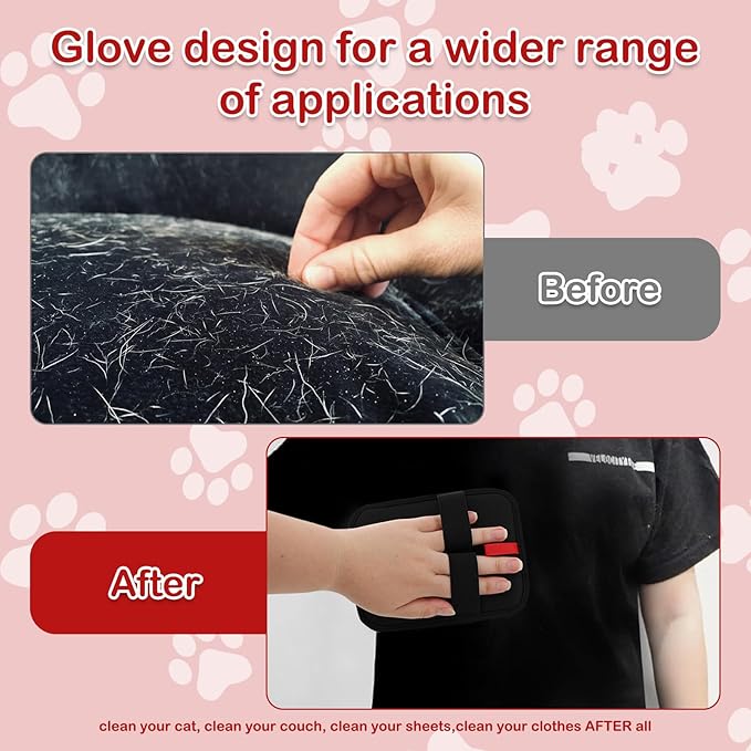 braxan 4 Pcs Electrostatic Pet Hair Removal Gloves, Reusable Pet Cat Dog Electrostatic pet Hair Remover for Couch, Furniture, Carpet, Curtain, Double-Sided Grooming Gloves