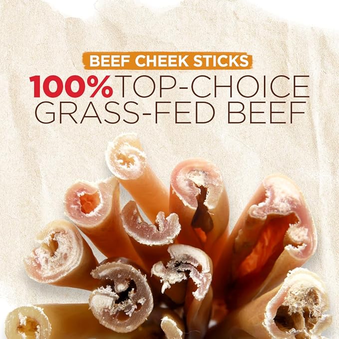 Natural Farm Bully Cheek Stick, 5-6 Inch (15 Pack)- Best Bully Stick Alternative, 100% Natural Beef Cheeks for Dogs- High Protein, Cleans Teeth Treats, Long Lasting Beef Chews for All Dog Sizes