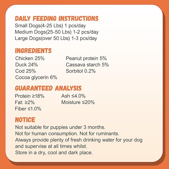 Triple Flavor Dog Treats, Chicken Duck Wrapped Cod Sticks, Rawhide-Free Grain-Free Soft Chewy Treats Natural Ingredients, Training Snacks for Small Medium Large Dogs, 15-17 Counts, 10.6oz