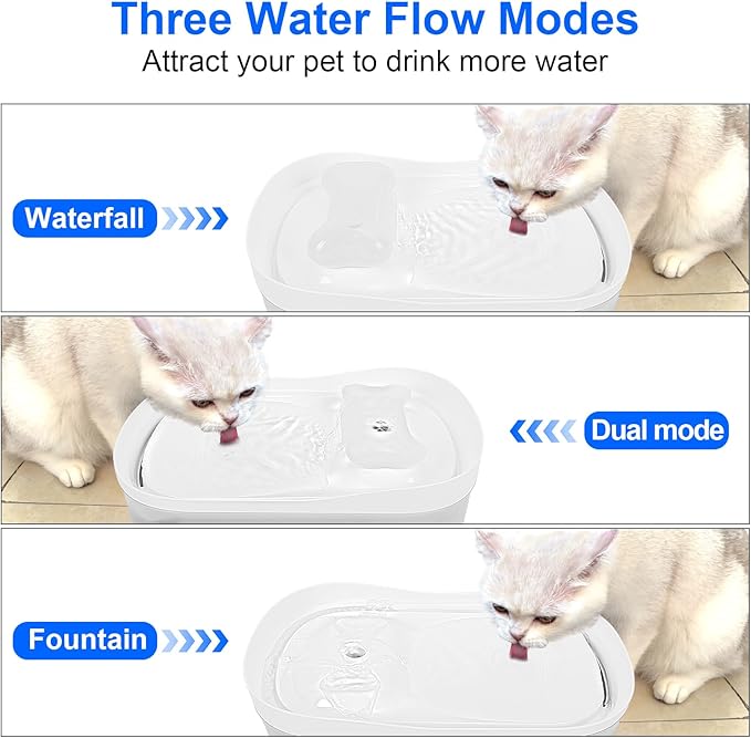 2.3gal/300oz/9L Ultra Quiet Pet Running Water Fountain for Large/Medium Dogs Inside Automatic Dog Water Bowl Dispenser Cat Drinking Fountain Waterfall with Cleaning Kit/3Filters (White)