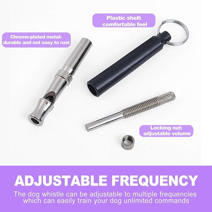 2 Pack Dog Whistle for Barking Control & Recall Training - Adjustable Ultrasonic Silent Whistle with Lanyard for All Dogs, Professional Pet Whistle Neighbor Dog Solution & Deaf Pet Aid