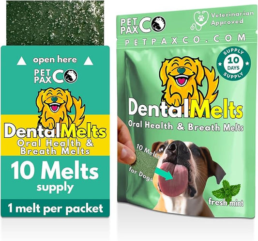 Bad Breath Oral Support for Dogs 5 in 1 – 10 Oral Melts – Natural Sage, Spirulina, Apple Cider Vinegar – Dog Dental Care Products & Breath Freshener – Fast Dissolving Dog Breath Treats