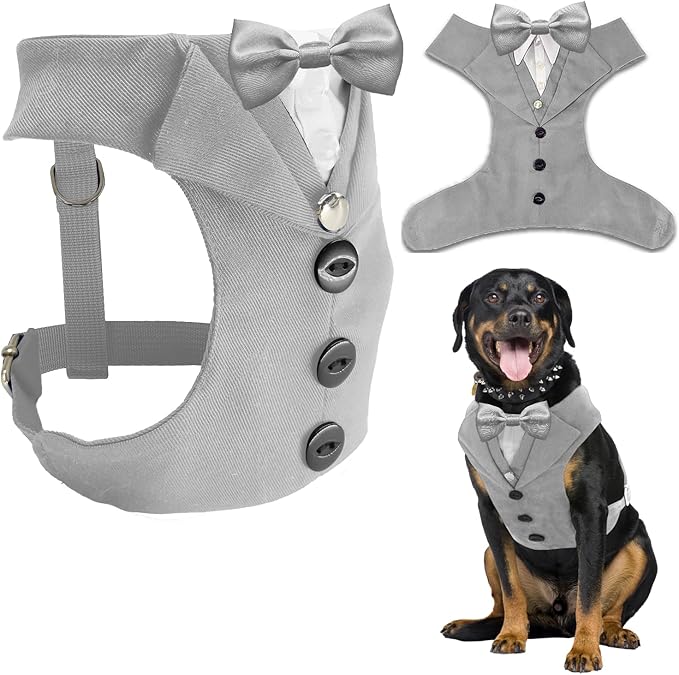 AVERYDAY Dog Tuxedo for Wedding Outfit, Dog Suit and Tie Costumes for Birthday, Halloween, Cosplay, Christmas Party, Pet Formal Wear with Bowtie, Tux for Medium Large Dogs, Bulldog, Labrador, Husky